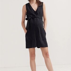 Hatch maternity Black V-Neck Romper with Structured Fabric